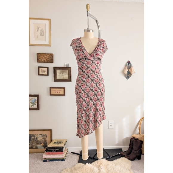 90s Floral Bias Cut Vintage Midi Dress - Picture 14 of 15